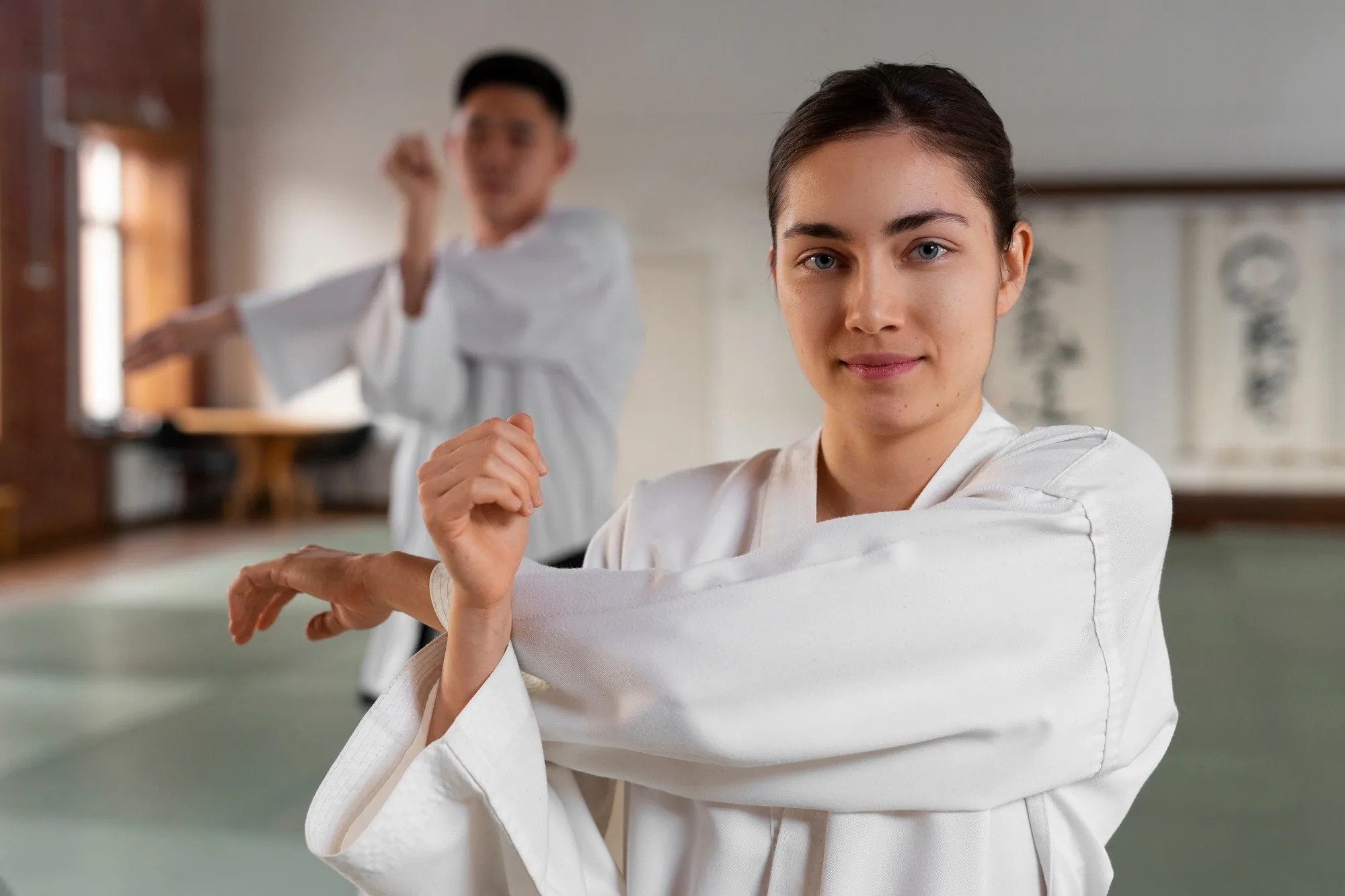 Beginner learning dōjō entrance etiquette